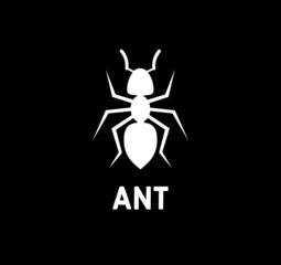 Illustration of simple icon ANT on a black background.