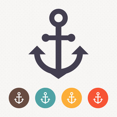Fototapeta premium Ship anchor icon on dot pattern background