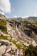 Mountain valley with waterfall Skok. High Tatras national park , Mlynicka dolina, Slovakia landscape. © Zedspider