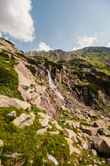 Mountain valley with waterfall Skok. High Tatras national park , Mlynicka dolina, Slovakia landscape. © Zedspider