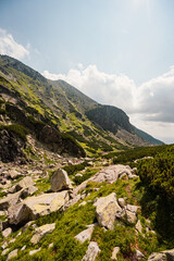 Mountain valley with waterfall Skok. High Tatras national park , Mlynicka dolina, Slovakia landscape. © Zedspider