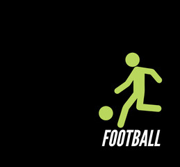Illustration of simple icon FOOTBALL player on a black background.