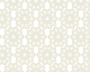 Geometric seamless pattern. Floral ornament on a white background. Modern vector illustrations for wallpapers, flyers, covers, banners, minimalistic ornaments, backgrounds.