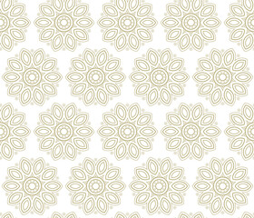 Fototapeta premium Geometric seamless pattern. Floral ornament on a white background. Modern vector illustrations for wallpapers, flyers, covers, banners, minimalistic ornaments, backgrounds.