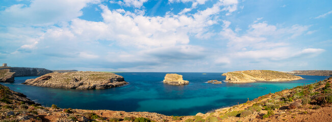 Blue lagoon on the island of Malta