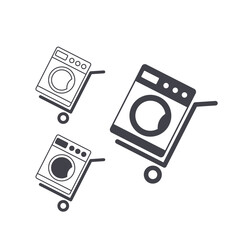 Set of Black Hand truck and washer icon. Vector