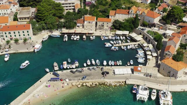 Aerial photo of Bol town on Brač island, Croatia