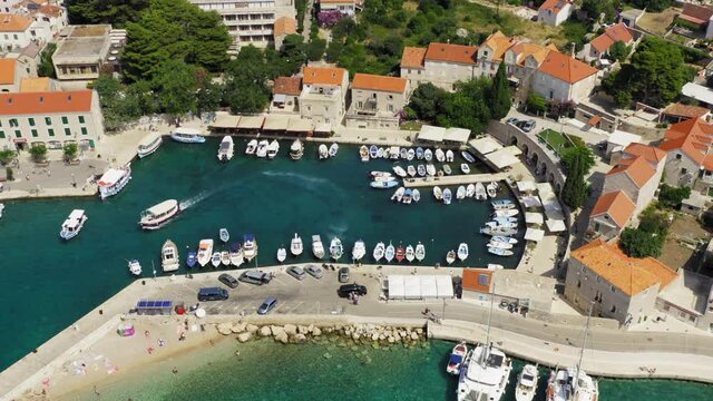 Aerial photo of Bol town on Brač island, Croatia