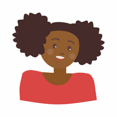 African american girl avatar Flat vector illustration on white background