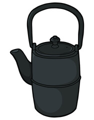 Traditional cast iron teapot. Black teapot for the Asian tea ceremony. 