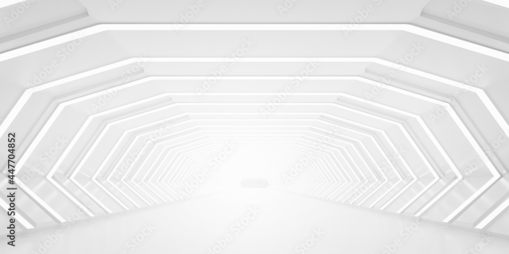 Poster light corridor modern background. futuristic sci-fi tunnel. 3d rendering