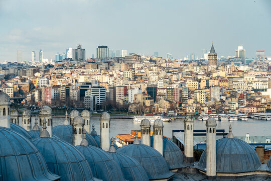 Turkey, Istanbul, Cityscape of European Side of Istanbul