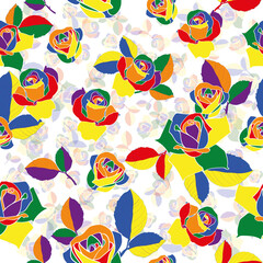 Fototapeta premium Different lgbtq pride roses vector seamless pattern 