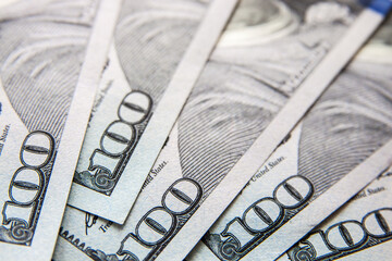 Macro Close-Up on Hundred Dollar Bills