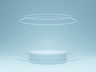 Light blue product stand. Pastel podium