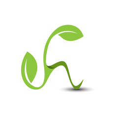 Initial letter H natural leaf logo