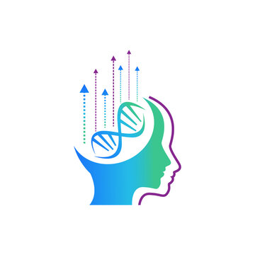 Human cognition brain and DNA logo design