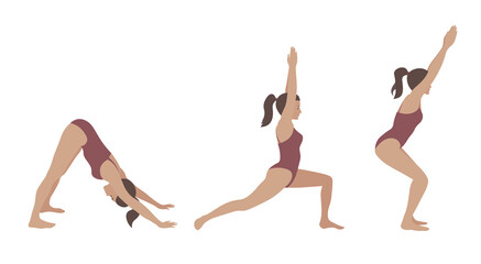 Yoga poses illustration.The woman is engaged in yoga.
