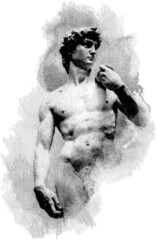 David sculpture pen sketch, Galleria dell'Accademia, Firenze, Florance, Italy