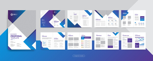 Clean corporate multipal pages business brochure design template or business reoport, proposal, magazine, lookbook template  with modern, minimal and abstract design in A4 size bi-fold format