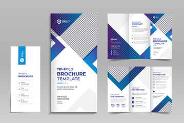 Creative and Modern Corporate Business Trifold Print Ready Brochure  Template With Professional Abstract  Vector Layout Design For Any Company