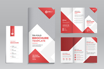 Creative and Modern Corporate Business Trifold Print Ready Brochure  Template With Professional Abstract  Vector Layout Design For Any Company