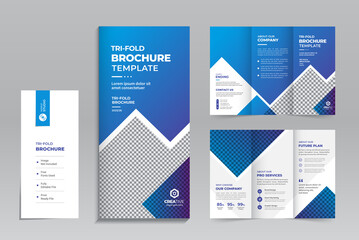 Creative and Modern Corporate Business Trifold Print Ready Brochure  Template With Professional Abstract  Vector Layout Design For Any Company