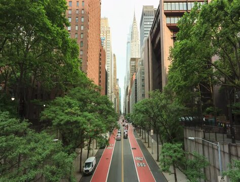 Aerial view of 42nd Street time lapse