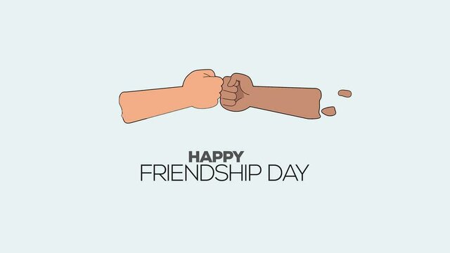 Happy friendship day animated 4k wishing video. 2d animation footage for friendship day. Two fists bumping together. Best friendship fists animation.