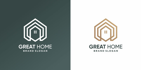 House logo with modern geometry line art style Premium Vector part 2