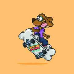 Cool Skater and dog vector design, cartoon style