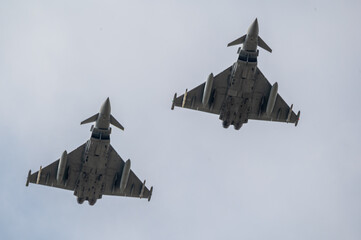 Eurofighter Typhoon pair overhead break