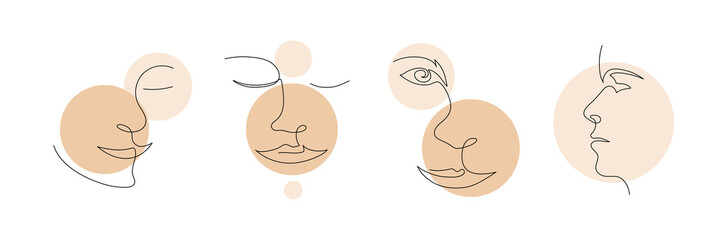 Single line art woman mug face. Outline Person illustration on modern style. Abstract girl portrait. 