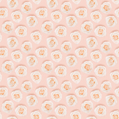 Seamless pattern from pink white tender roses flower. Natural blooms. Holiday minimal concept. Nature background.