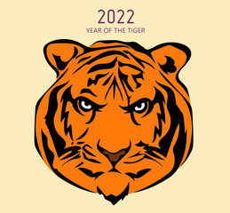 
Zodiac beautiful tiger year of the tiger. Depicted cartoon tiger vector graphics.
