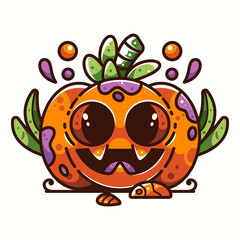 cute pumpkin halloween for icon, logo, sticker and illustration.