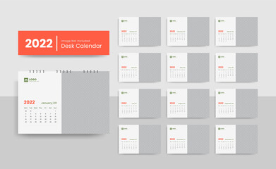 Clean and creative 2022 desk calendar design template for new year | 2022 New year planner or wall calendar  template