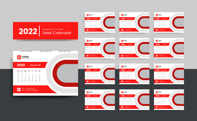 Clean and creative 2022 desk calendar design template for new year | 2022 New year planner or wall calendar  template
