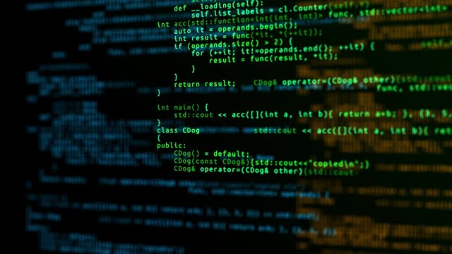 3D software developer computer script programming code abstract technology Loop background. Security or hacking blockchain. 4K Digital code network security. data protection Digital Internet security.