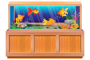 goldfish in the glass tank vector design