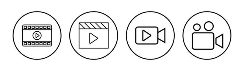 Video icon set. video camera icon vector. movie sign. cinema