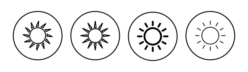 Sun icon set. Brightness Icon vector