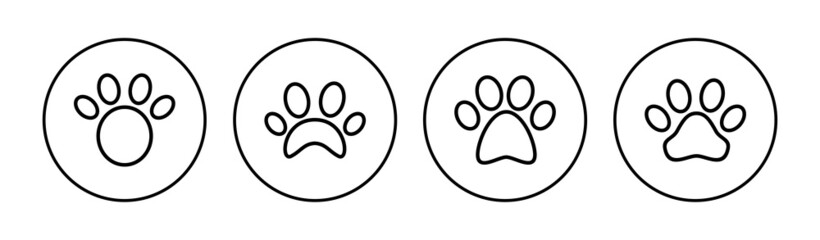 Paw icon set. paw print icon vector. dog or cat paw