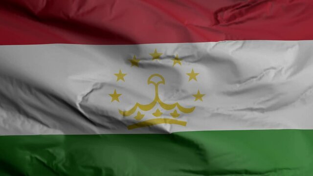 Tajikistan flag seamless closeup waving animation. Tajikistan Background. 3D render, 4k resolution