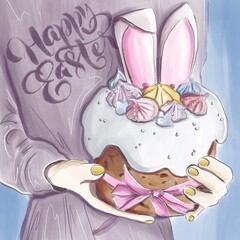 easter bunny with eggs