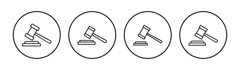 Gavel icon set. judge gavel icon vector. law icon vector. auction hammer