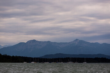 Starnberger See lake with Alpspitze mountain in Bavaria, Germany