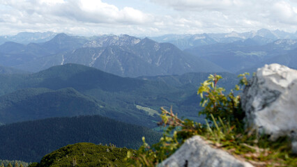 Fototapeta na wymiar Mountain panorama Benediktenwand mountain tour in Bavaria, Germany