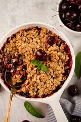 Cherry crisp - cherries oats bake