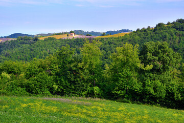 Fototapeta na wymiar panorama of the langhe in sale san giovanni cuneo italy